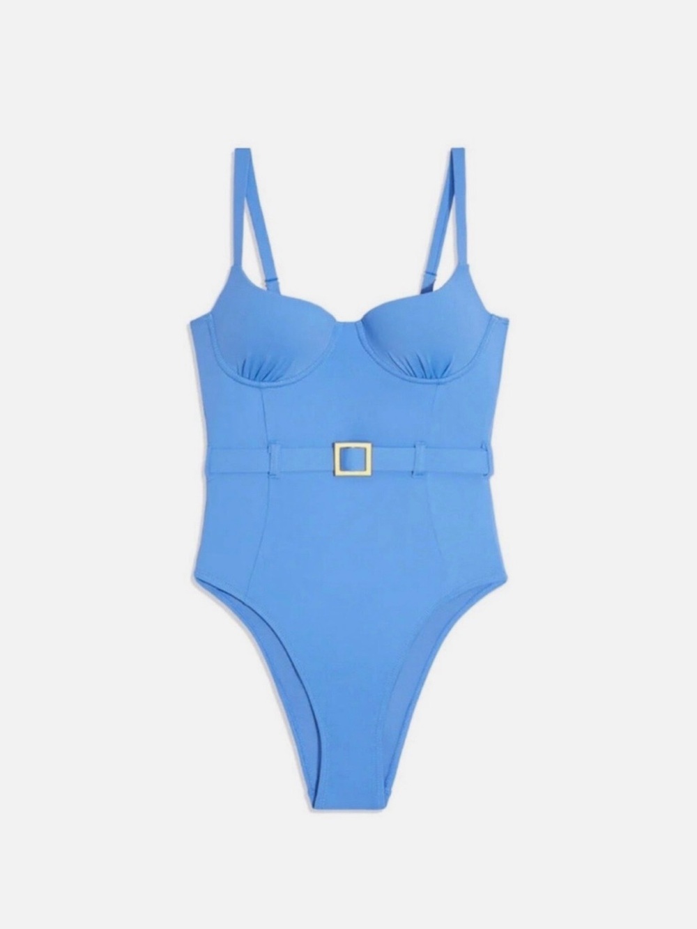 We Wore What Retro Sweetheart Swimsuit One Piece Danielle Belted Ocean Blue Jean